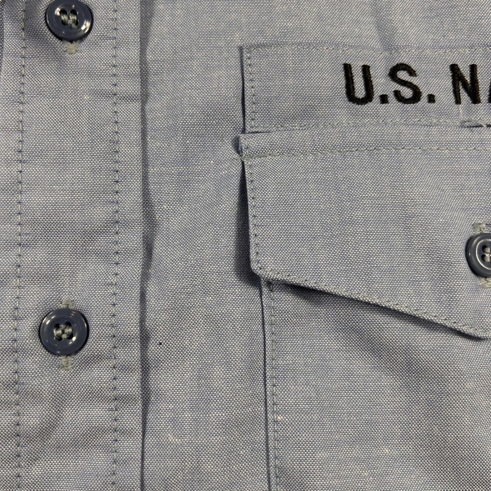 NWT DSCP Quarterdeck Collection Chambray SS Shirt Mens L Blue 8405-01-458-5543 - Picture 7 of 14